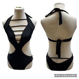 Ladies Keva J Brand Black Monokini with Open Back‎ and Side Cut Outs Size Medium